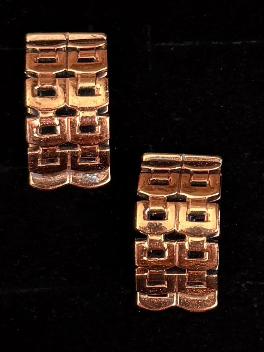 Vintage Renoir Copper Geometric MCM Clip On Earrings Mid Century - Picture 5 of 9